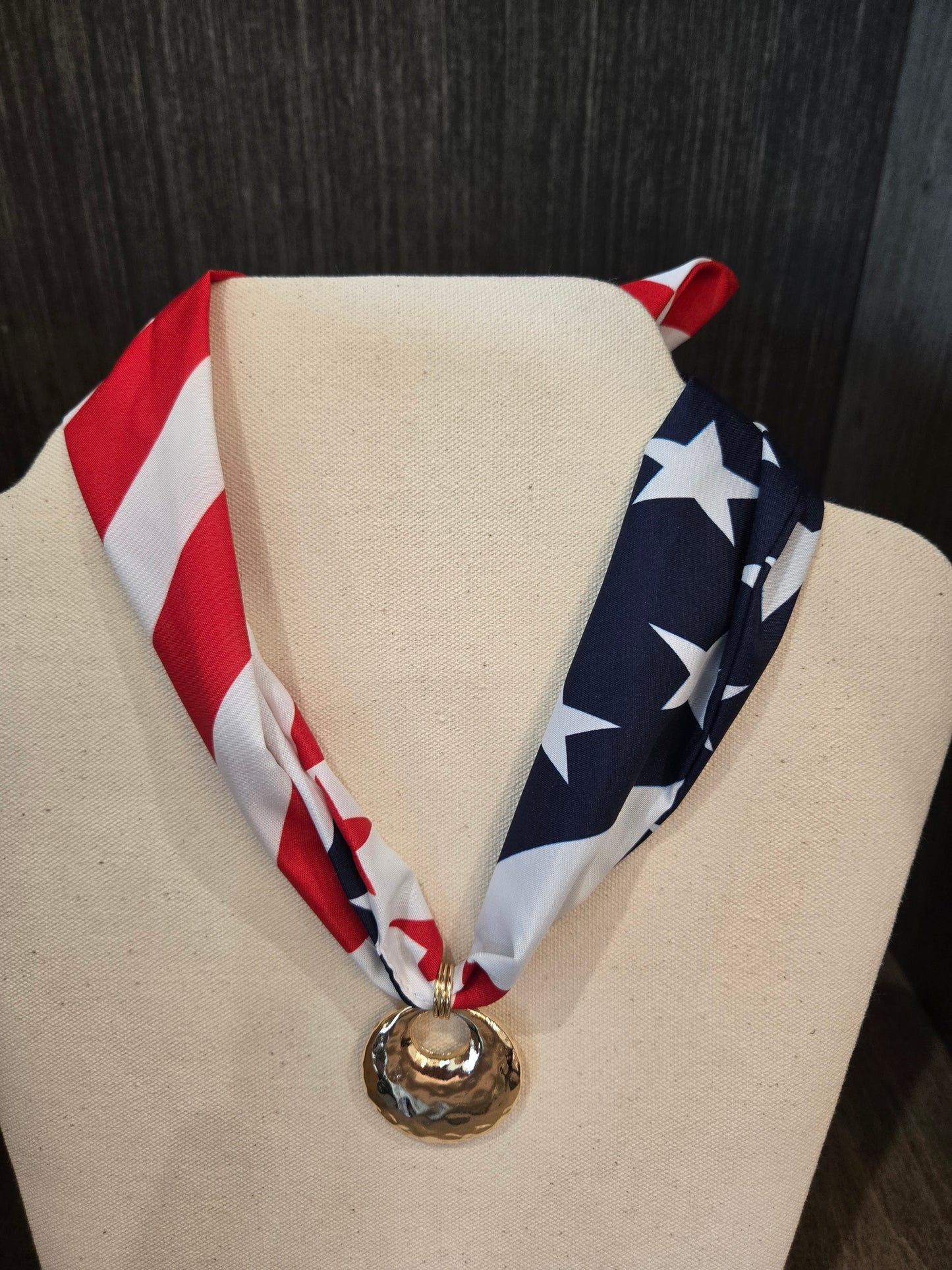 American Flag Print Scarf Necklace