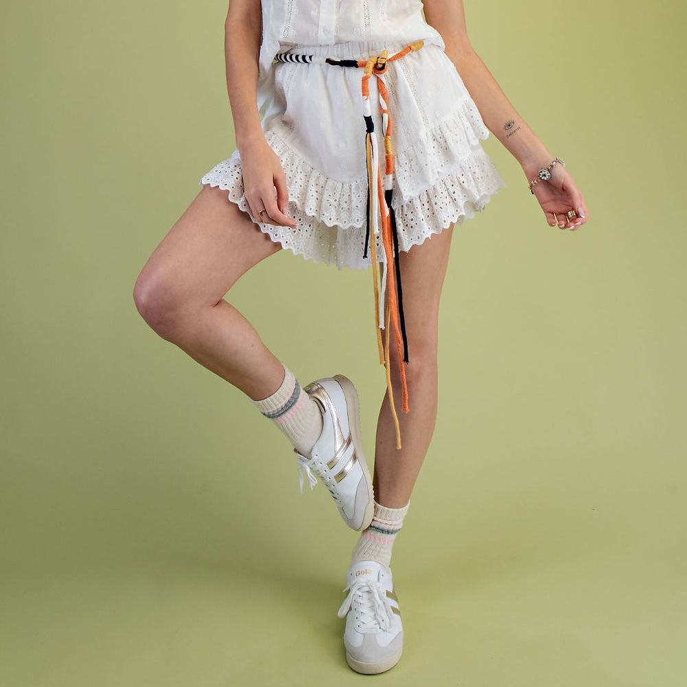 White Ruffle Shorts