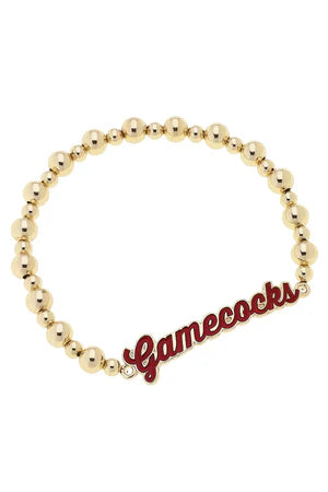 South Carolina Gamecocks Autograph Enamel Stretch Bracelet in Shiny Gold
