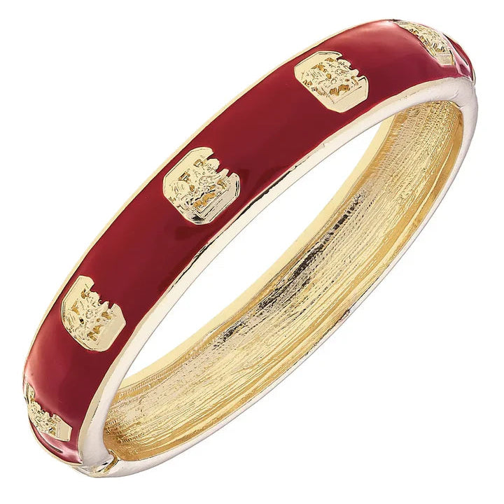 South Carolina Gamecocks Sculpted Enamel Logo Hinge Bangle in Garnet