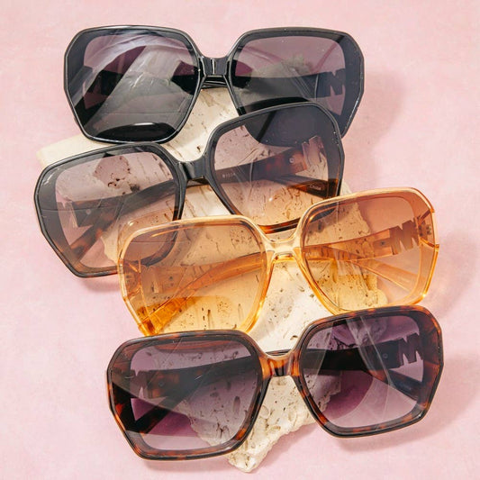Oversized Square Tortoise Sunglasses Set