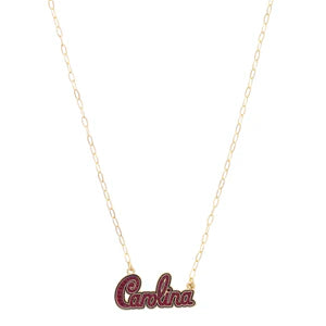 South Carolina Gamecocks Pave Outline Necklace