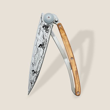 Mountain Biking 37g Knife, Titanium, Olive Wood