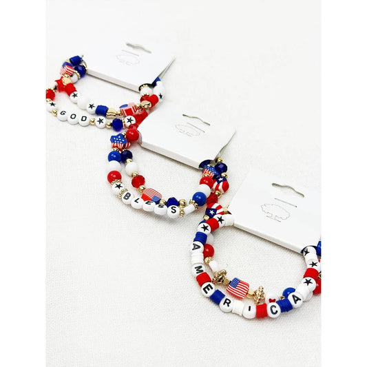 GOD BLESS AMERICA Mix Beaded Bracelet