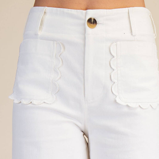 White Sands Scallop Wide Leg Pant