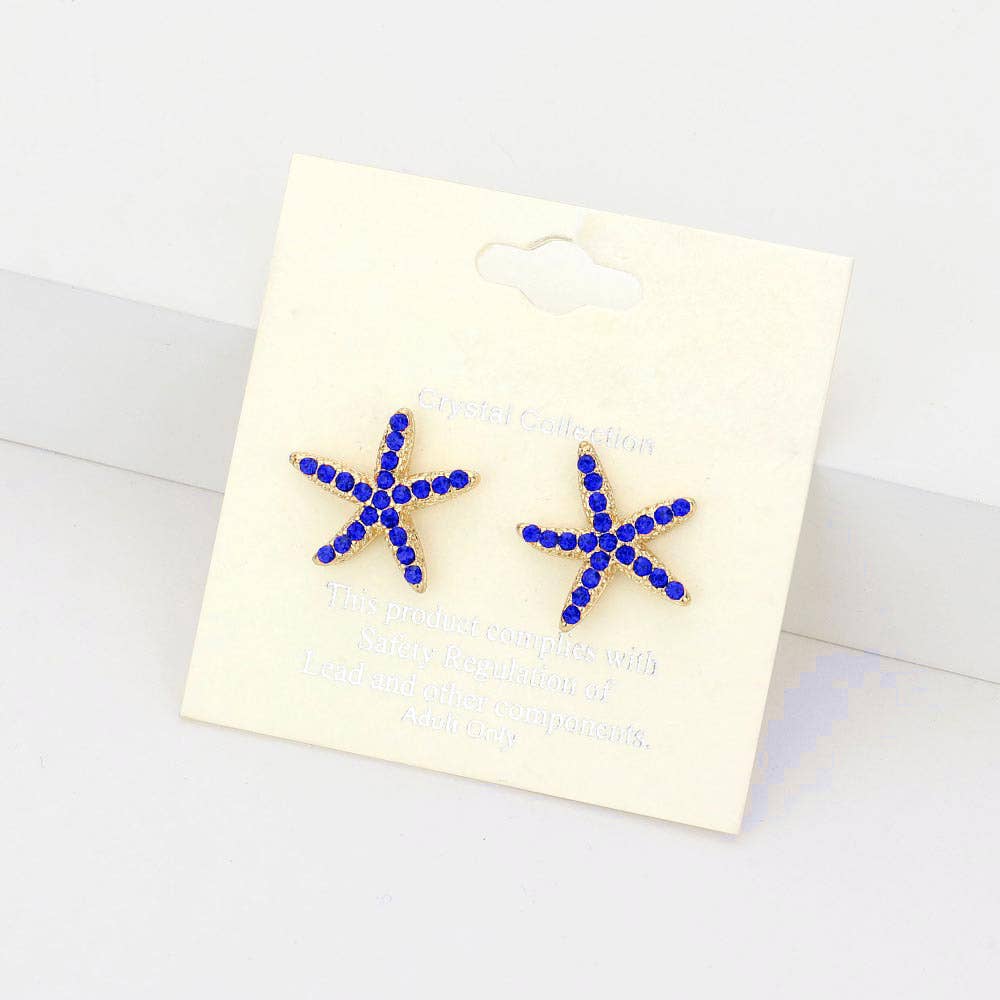 Crystal Starfish Stud Earrings