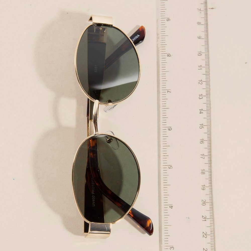 Metal Frame Oval Lens Sunglasses Set