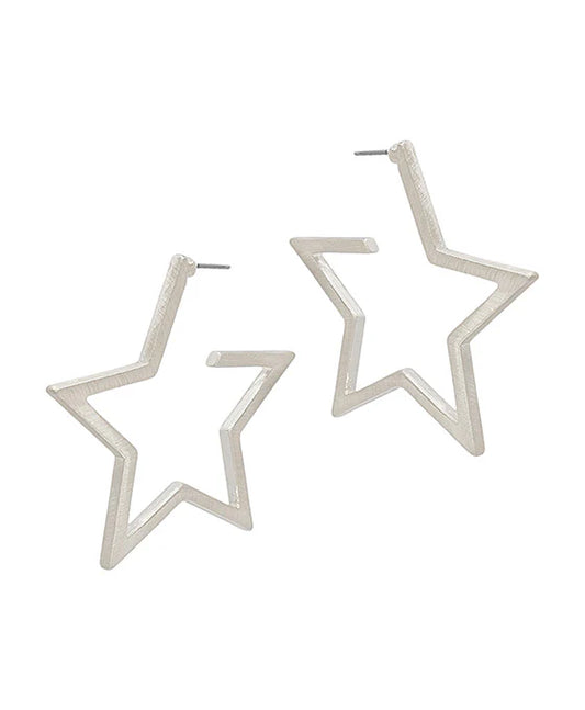 Star Satin Post Hoop Earring