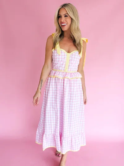 Sweetheart Gingham Midi Dress
