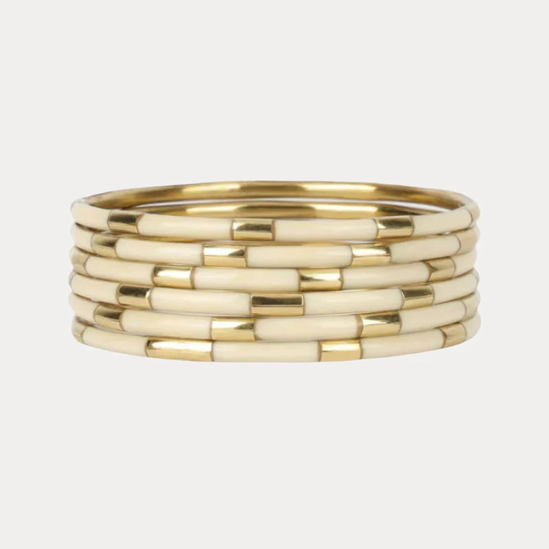 BuDha Girl Ivory Veda Bangles Set of 6 (One Size fits All)