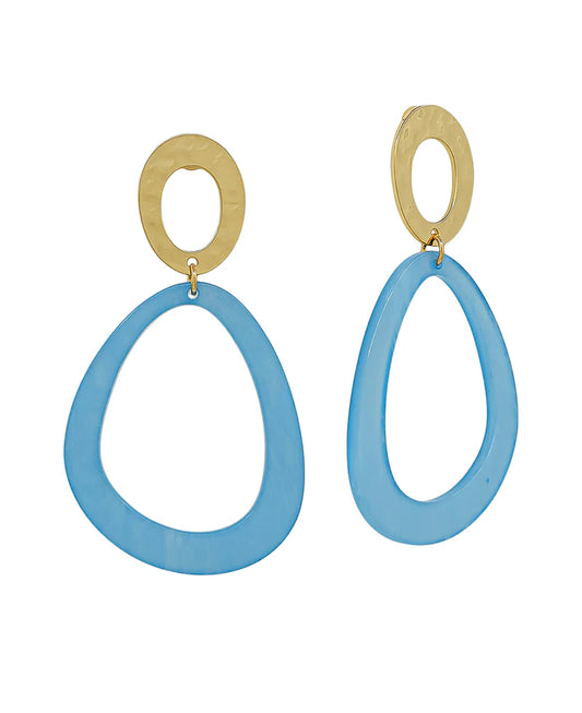 Open Round Metal & Resin Drop Post Earring - 2.1"