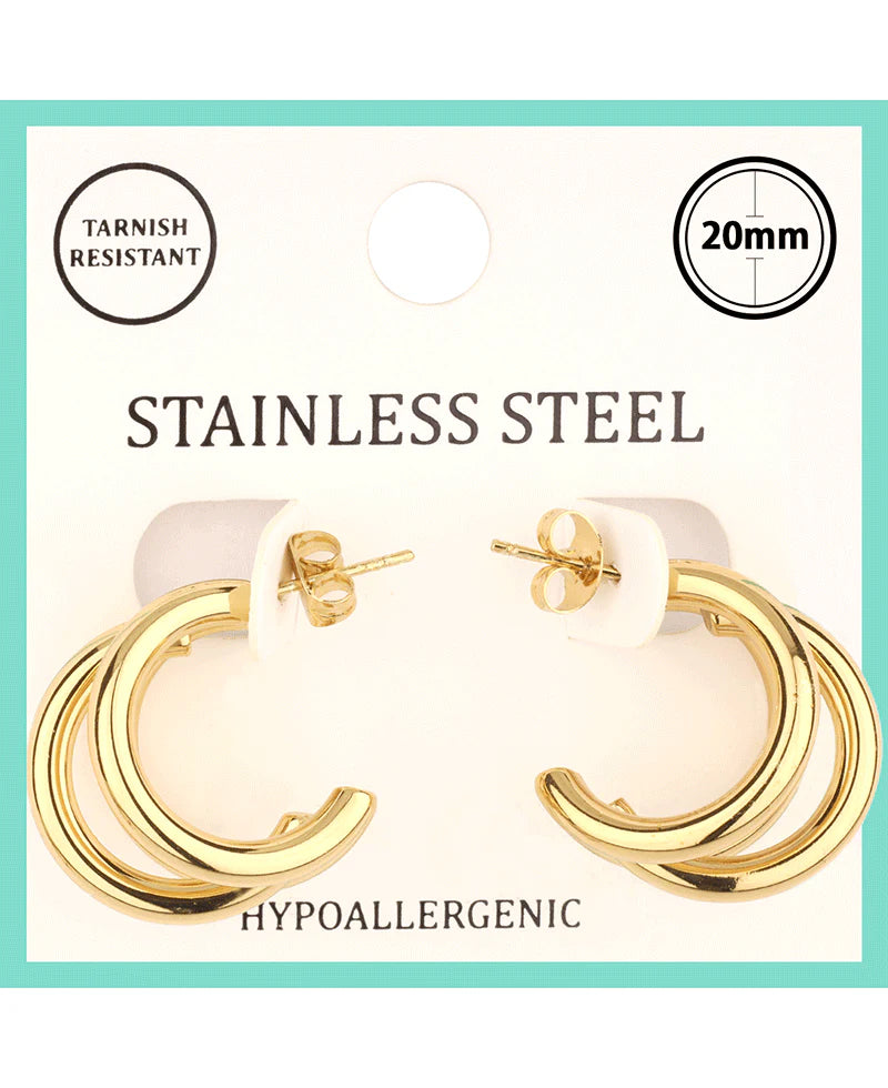 Layered Gold Hoop Earring- Stainless Steel