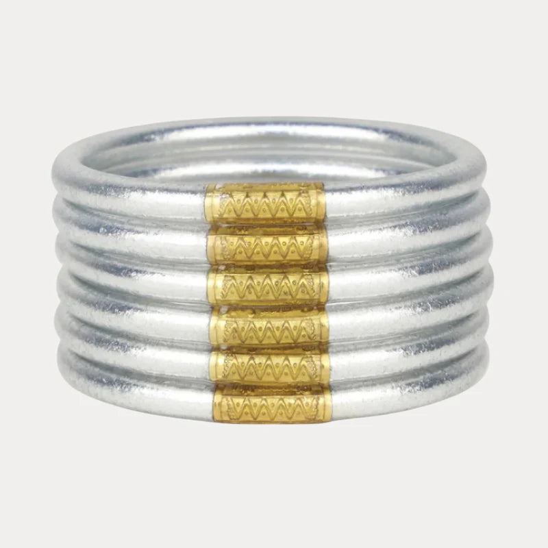 BuDhaGirl Silver All Weather Bangles (Set of 6) -Medium