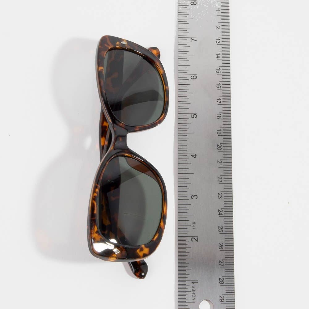 Chunky Wrap Rectangle With Diamond Stud Sunglasses