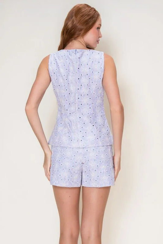 Bluebell Breeze Eyelet Shorts