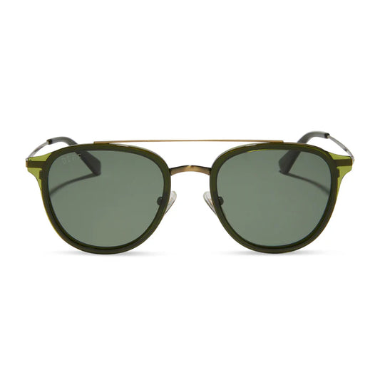 DIFF- Camden- Dark Olive Crystal G15 Polarized Sunglasses- Men's
