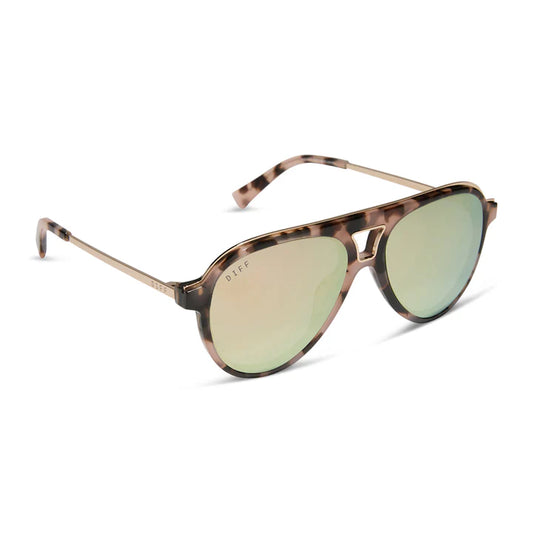 DIFF- Tosca III- Himalayan Tortoise Taupe Mirror Sunglasses