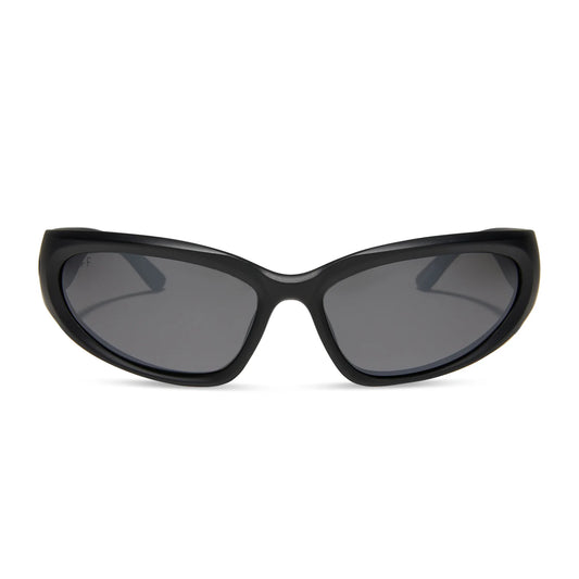 DIFF- Side Out- Matte Black Grey w/ Silver Flash Polarized Sunglasses
