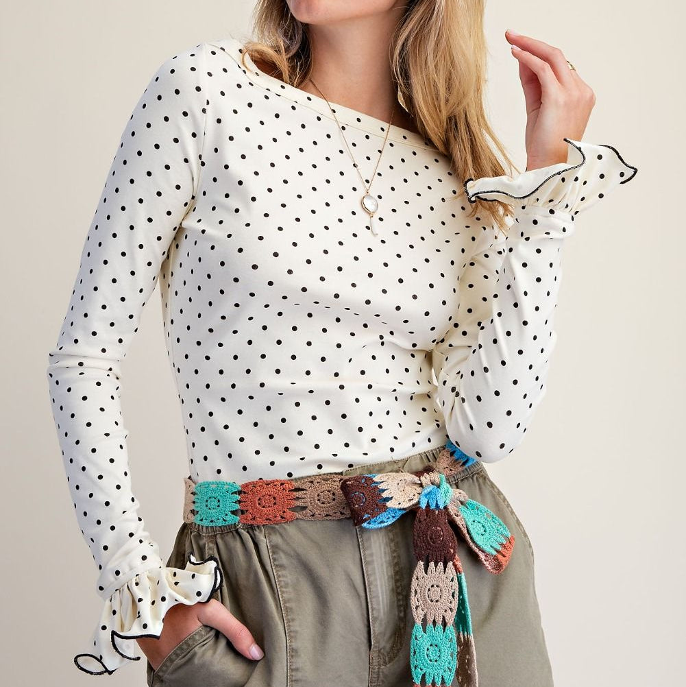 L/S Polka Dots Printed Top