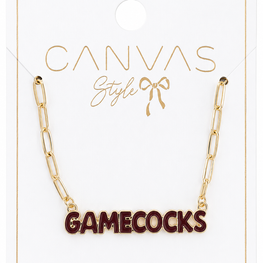 Gamecocks Puffy Nameplate Necklace