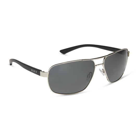 DIFF- Matchpoint - Silver Matte Black Grey Polarized Sunglasses