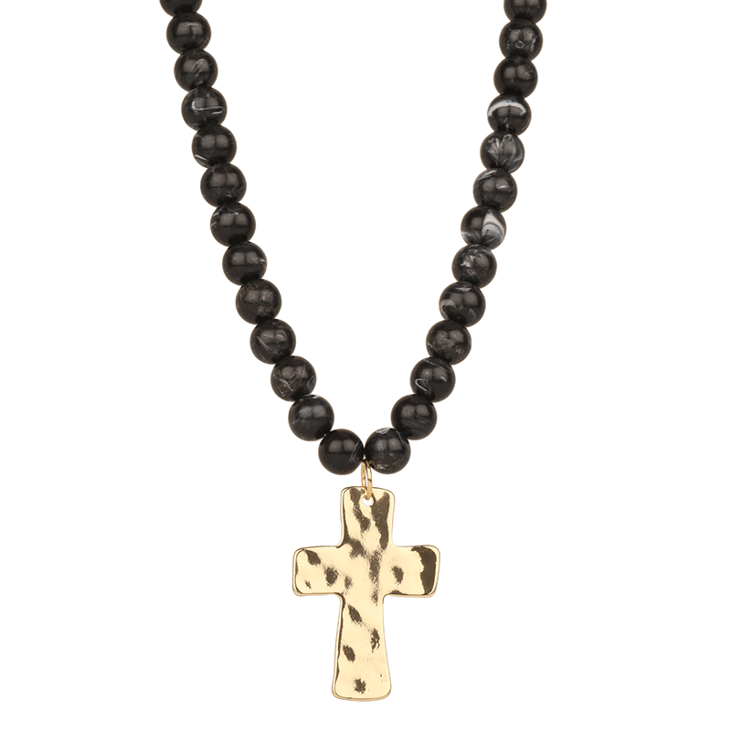 Resin Bead Cross Necklace - 18"