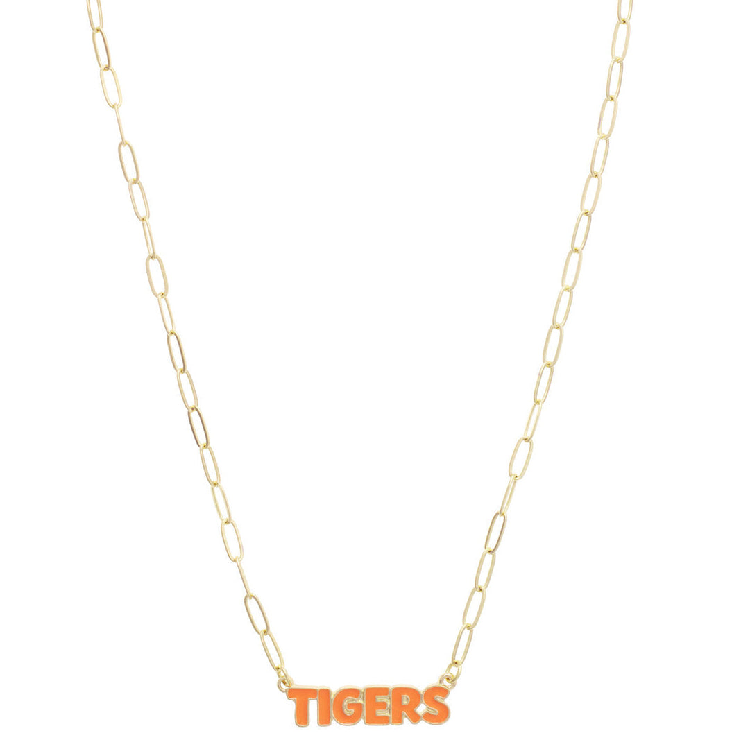 Clemson Tigers Puffy Nameplate Necklace