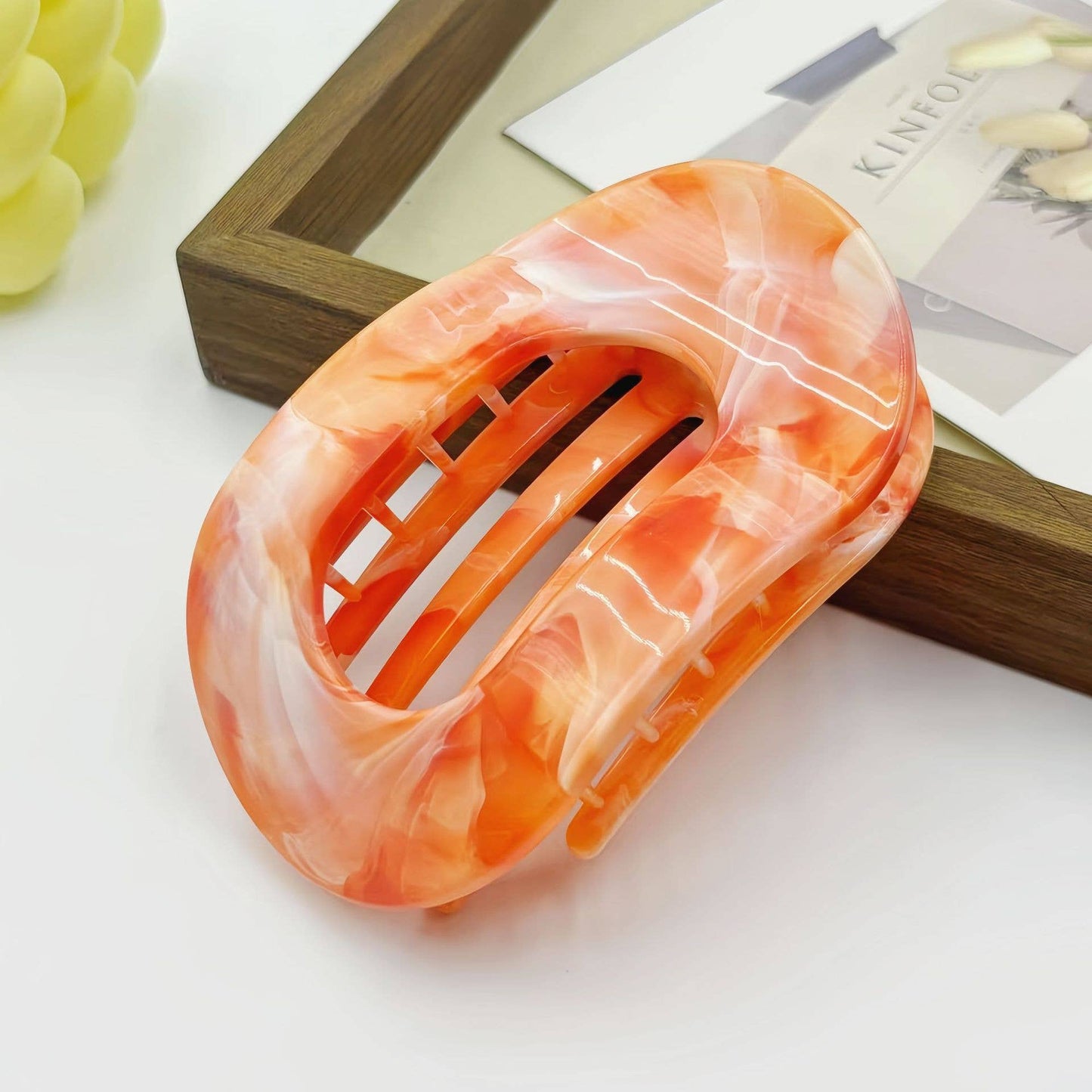 Marble Flat Oval Hair Claw