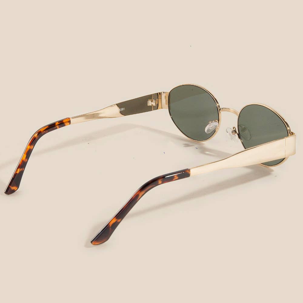 Metal Frame Oval Lens Sunglasses Set