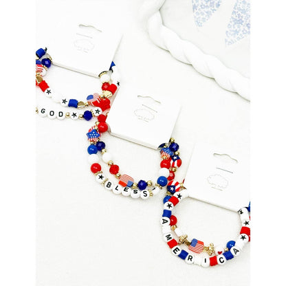 GOD BLESS AMERICA Mix Beaded Bracelet