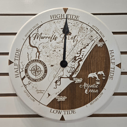 16" Lowcountry Tide Clock- Murrells Inlet- White