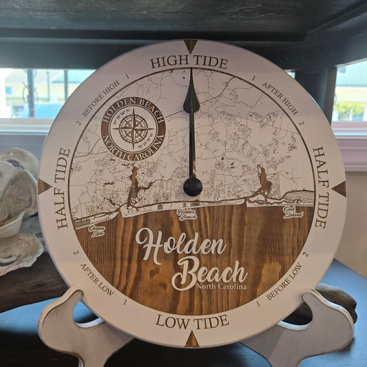 Lowcountry Tide Clock - 12" Holden Beach - White
