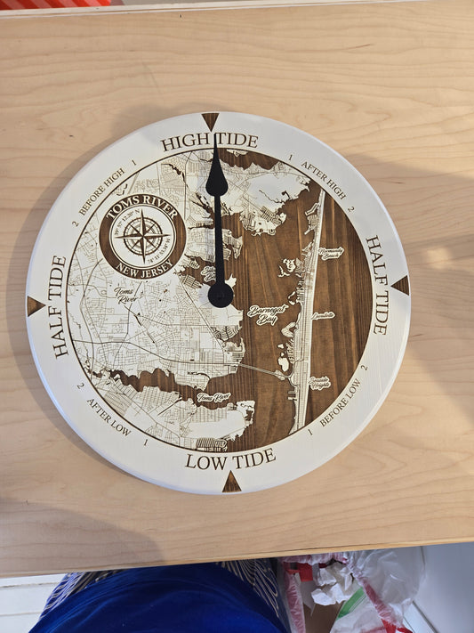 16" Lowcountry Tide Clock - Tom's River, NJ- White