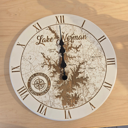 16" Lowcountry Tide Clock - Lake Norman - White