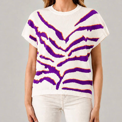 Game Day Tiger Print Knit Top