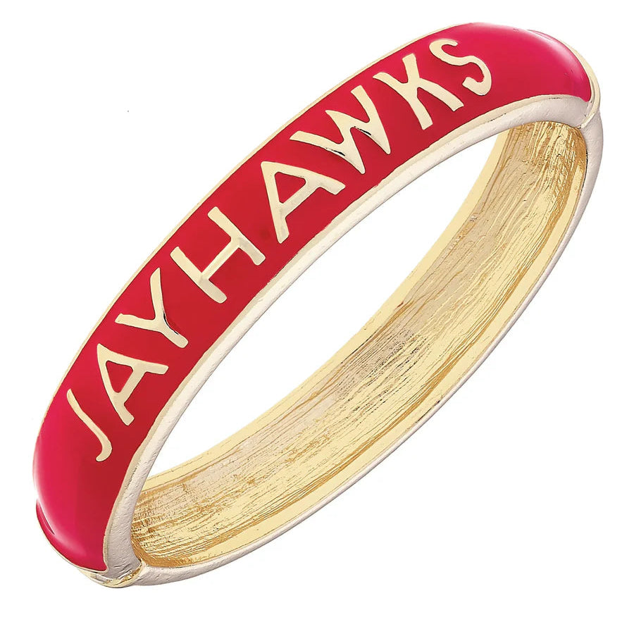 Kansas Jayhawks Sculpted Enamel Hinge Bangle in Red