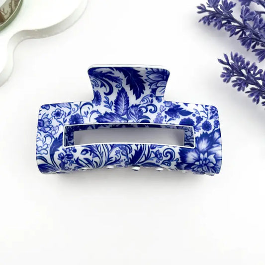 Blue & White Porcelain Hair Claw