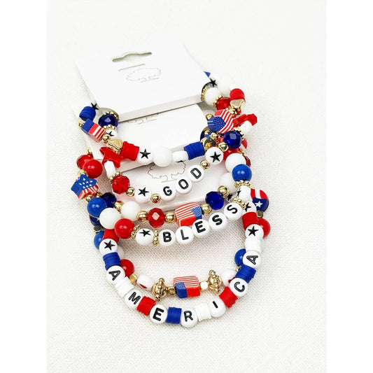 GOD BLESS AMERICA Mix Beaded Bracelet