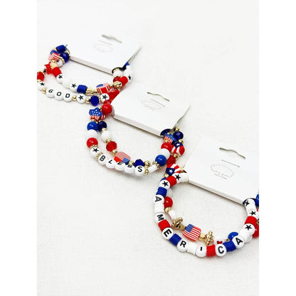 GOD BLESS AMERICA Mix Beaded Bracelet
