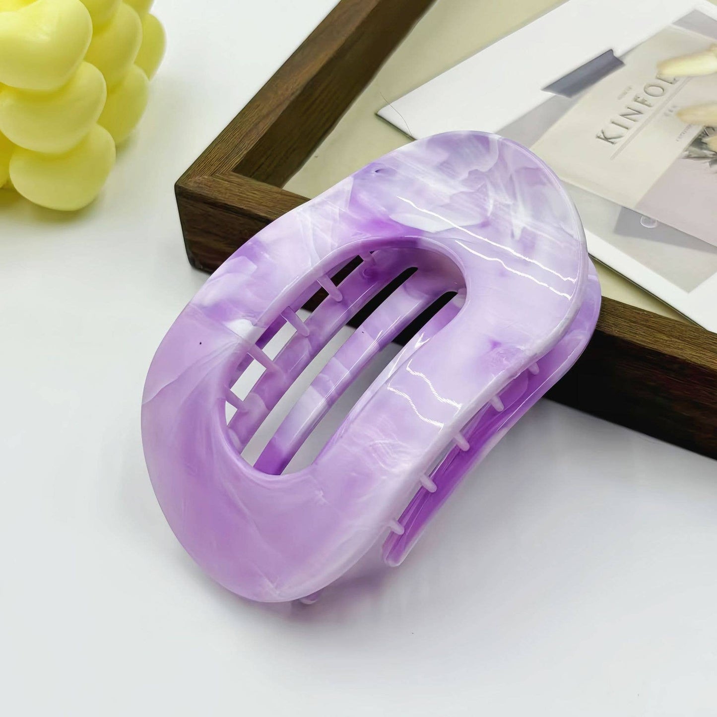 Marble Flat Oval Hair Claw