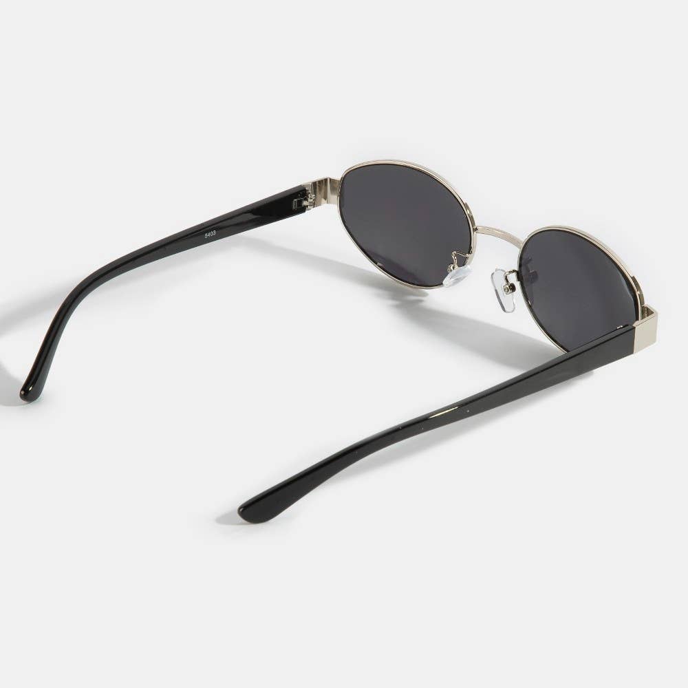 Bold Oval Metal Frame Sunglasses Set