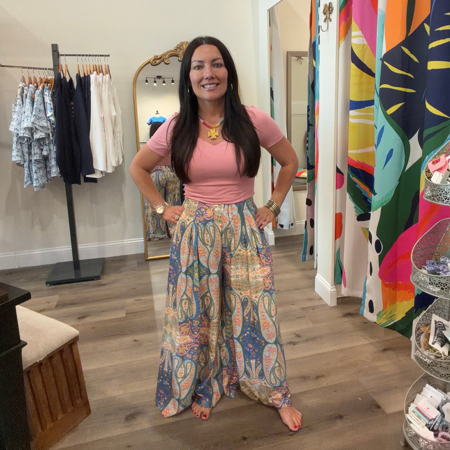 Paisley Blue Dream wide leg pants