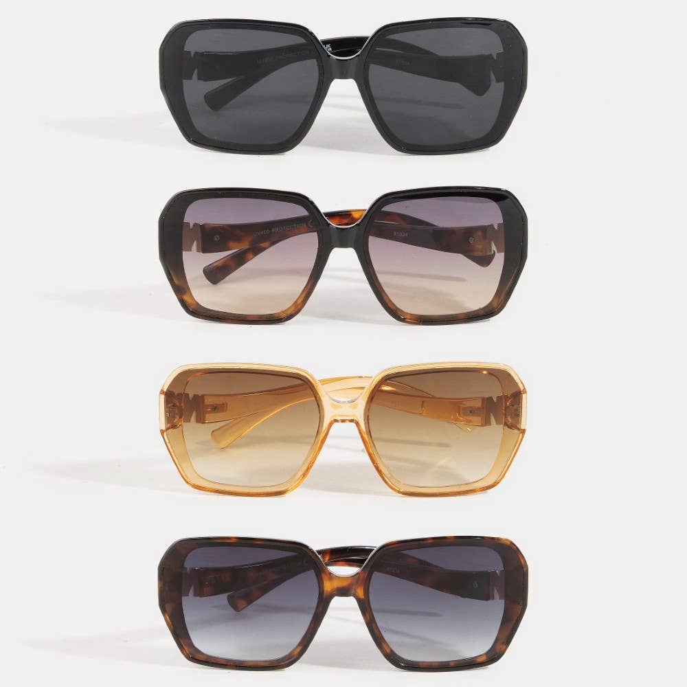 Oversized Square Tortoise Sunglasses Set