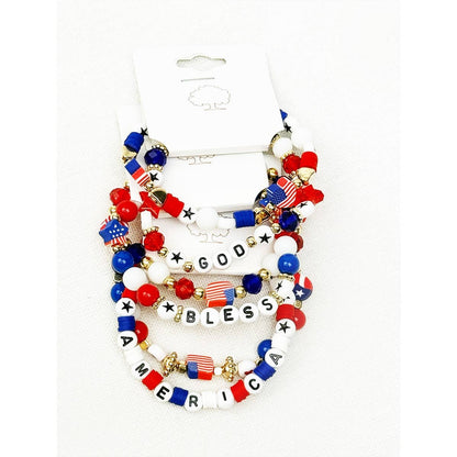 GOD BLESS AMERICA Mix Beaded Bracelet