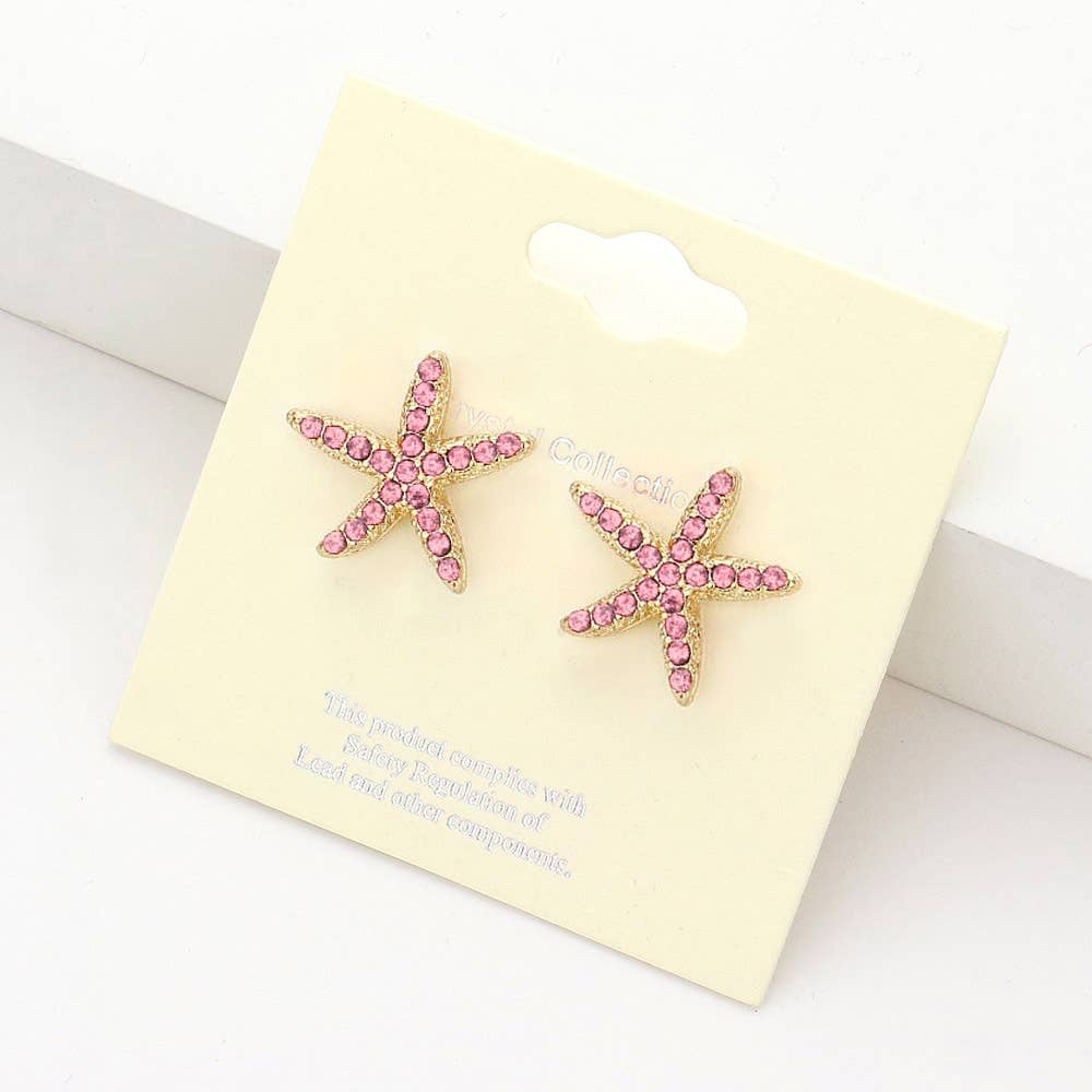 Crystal Starfish Stud Earrings
