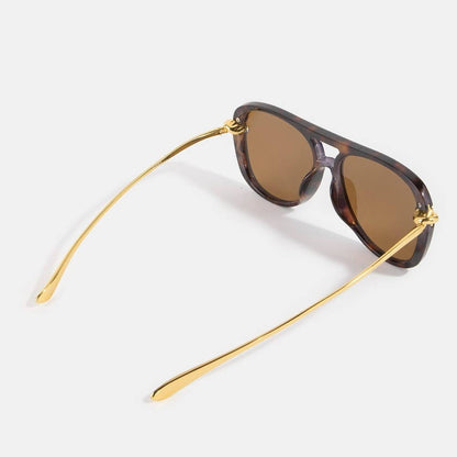 Gold Knot Hardware Oversized Aviator Sunglasses