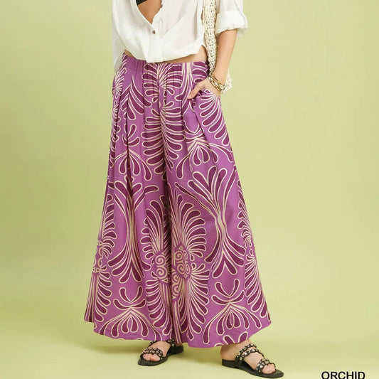 Palm Drama Pants-Orchid