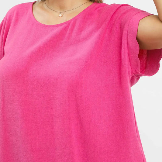 Scallop Hen Linen Blend Top