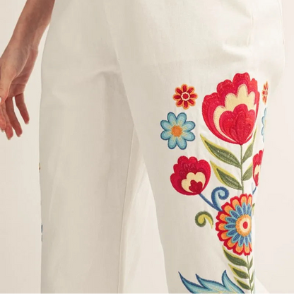 Coastal Bloom Embroidered Pant