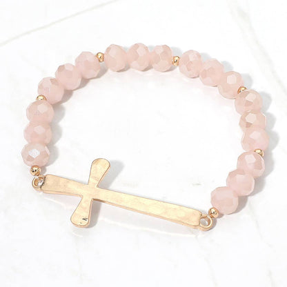Brushed Hammered Metal Cross Bracelet